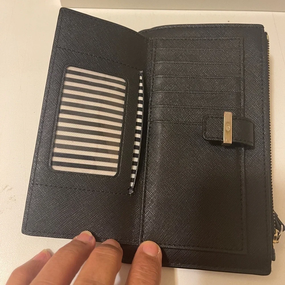 Kate Spade Wallet Wristlet Cedar Street Karolina Rooster Black Leather